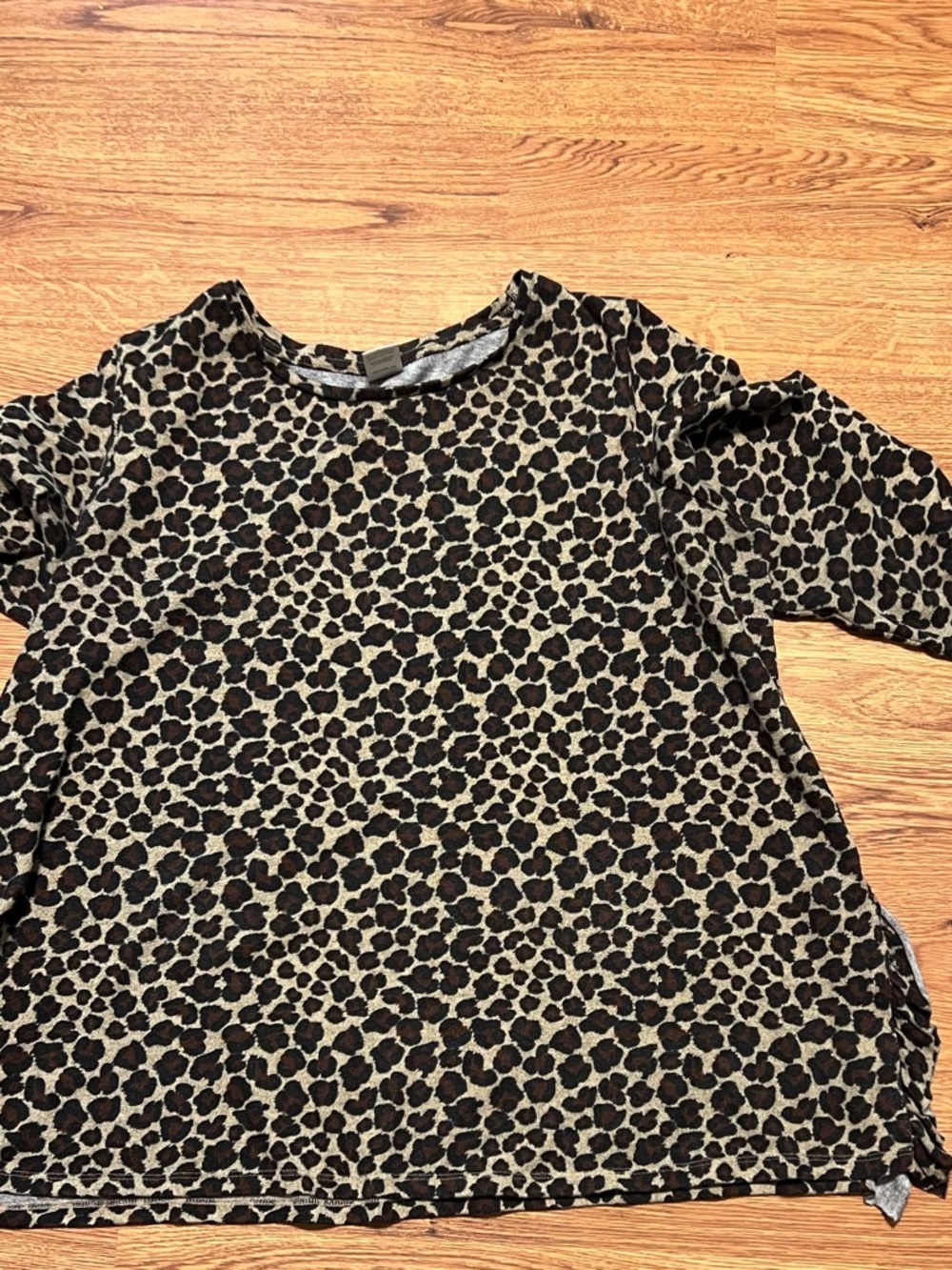 Leopard Print Crewneck Top - Brown & Black